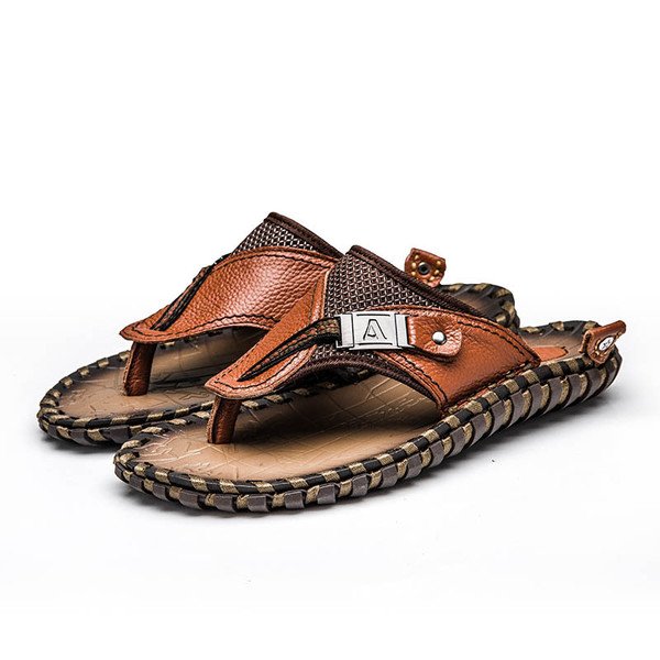 Beach Genuine Leather Slipper Sandals 1