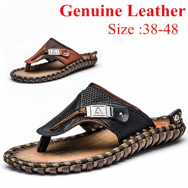 Beach Genuine Leather Slipper Sandals
