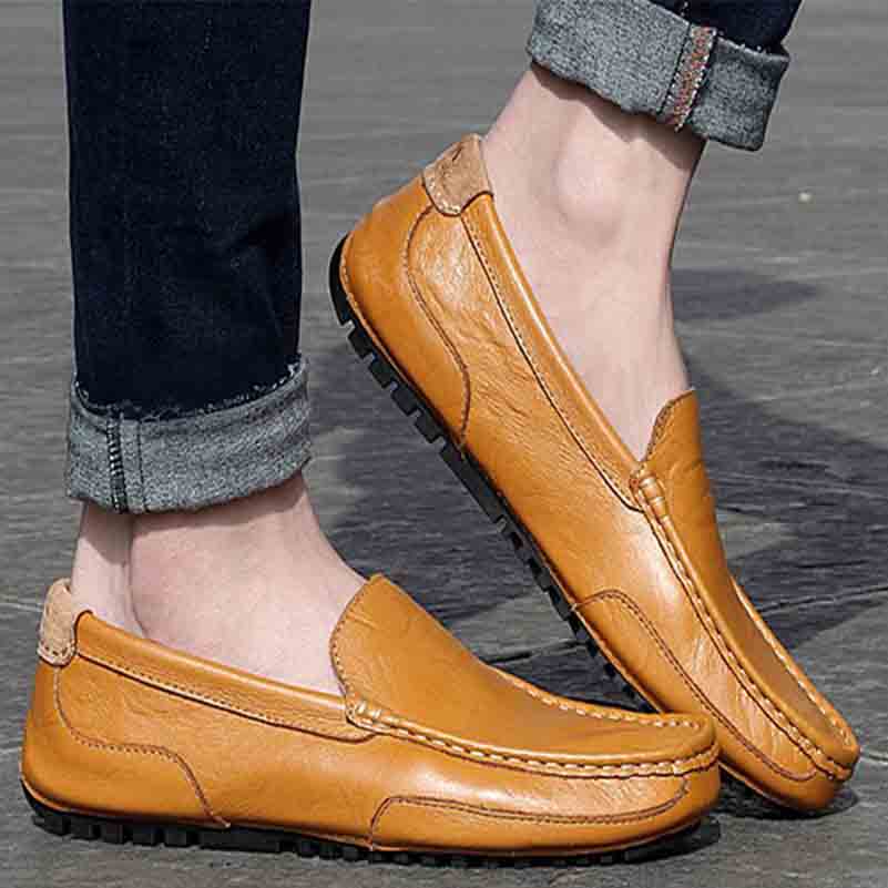 Casual Men Flats Soft Leather Car Driving Shoes 5