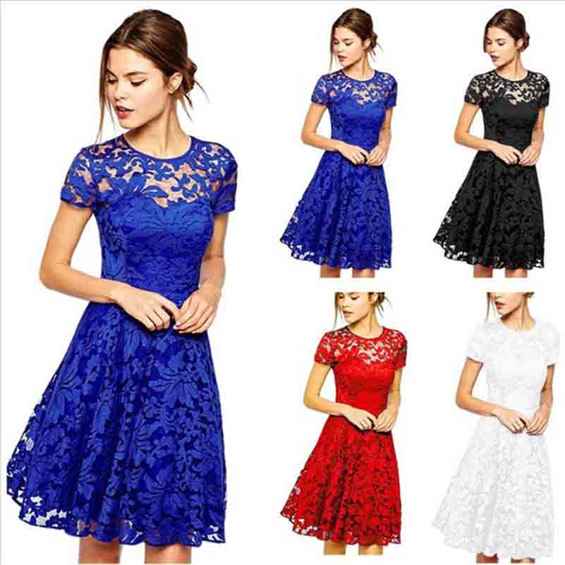 European and American pop style lace dress 1