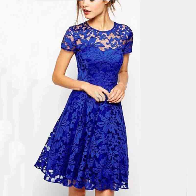 European and American pop style lace dress 2