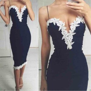 2021 sling lace V collar dress